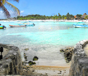 The clear turquoise waters at Akumal Beach